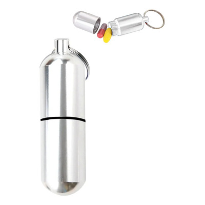 Pastillero Grande Portabs Aluminio Resistente Hermético Llavero Plata | Meses sin interés