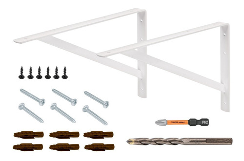 2 Mensulas Reforzada 32.5x50cm P/repisa Con Kit Instalacion