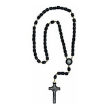 Collar Rosario Catholica Shop San Benito Madera Negro Hombre