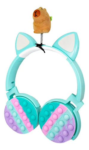 Audifonos + Capibara Regalo Bluetooth Gato Orejas Pop It Led | MercadoLibre