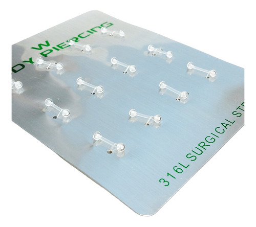 Piercing Trágus Silicone Transparente 8mm Kit 12 Unid Flex