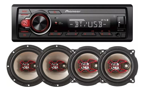 Aparelho Mp3 Pioneer Mvh-s218bt + 4 Falante Bravox 6 + 5 Pol