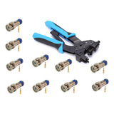 Alicate Crimpador Cabo Rg59/6 + 10 Conector Compressão Rg59