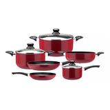 Batería De Cocina 9 Piezas Marmicoc Antiadherente Silde Rojo