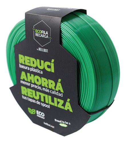 Filamento Pla Impresora 3d Hellbot Ecofila Recarga 1kg 1.75 Verde