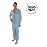 Pijama Extra Grande Masculino Malha Longo Aberto Inverno