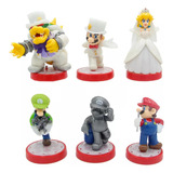 Coleccion Figuras Mario X6 Base Roja Mario Bros 