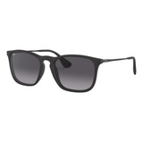 Óculos De Sol Ray-ban Highstreet Chris Standard Armação De Náilon Cor Matte Black, Lente Grey De Cristal Degradada, Haste Matte Black De Aço/titânio - Rb4187