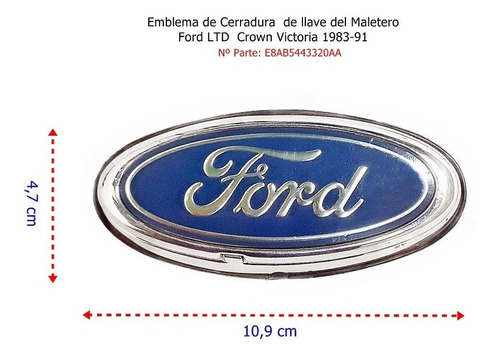 Emblema Ford Cerradura De Maletero Ltd Crown Victoria 83-91 Foto 2