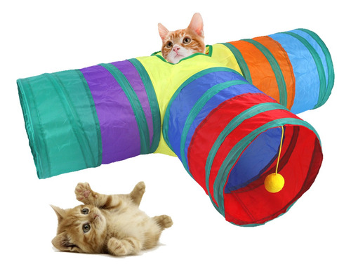 Colorido Túnel Plegable Para Mascotas Con 3 Salidas