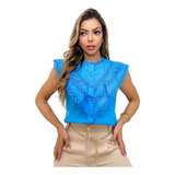 Blusa Camisa Feminina Linda Detalhe De Renda Promoção Top