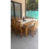 Mesa Maciza Cuadrada De 130x130 M Con 8 Sillas Madera Pino