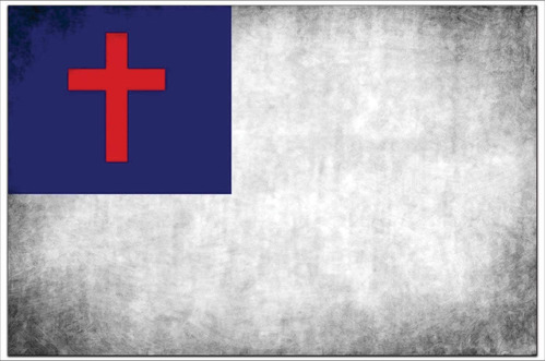 Calcomanía De Bandera Cristiana Envejecida (aspecto Antiguo,