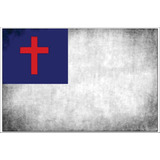 Calcomanía De Bandera Cristiana Envejecida (aspecto Antiguo,