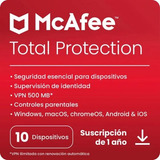 Antivirus Mcafee Total Protection 2024 Para 10 Pcs  1 Año 