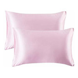 Fundas De Almohada De Satin 2pzas Tamaño Individual Rosa