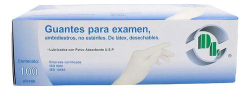 100 Guantes Látex No Estéril Para Examen Médico Talla Chico Color Blanco Talla S