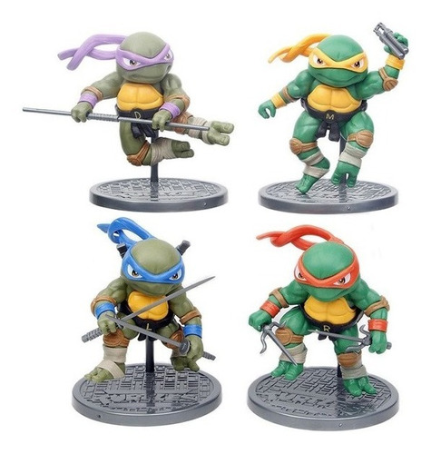 Lote Set X4 Figuras Tmnt Tortugas Ninja Muñecos Juguetes 