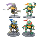 Lote Set X4 Figuras Tmnt Tortugas Ninja Muñecos Juguetes 