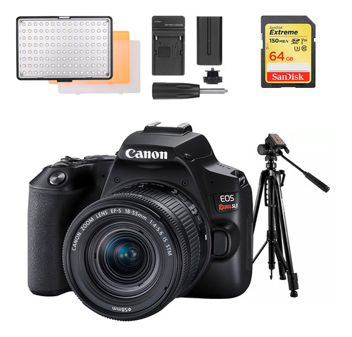 Combo Vídeo Canon Sl3 + Iluminador Led + Tripé + Cartão 64gb