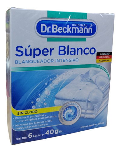 Blanqueador Ropa Dr. Beckmann Súper Blanco Sin Cloro 6pz 40g