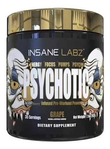 Pre Entreno Insane Labz Psychotic Gold 35 Servicios Dlc P1 Sabor Uva