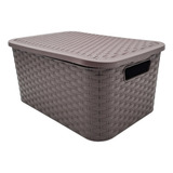 Caja Organizador Canasto Pvc Rattan N° 2 / 36x25x17cm