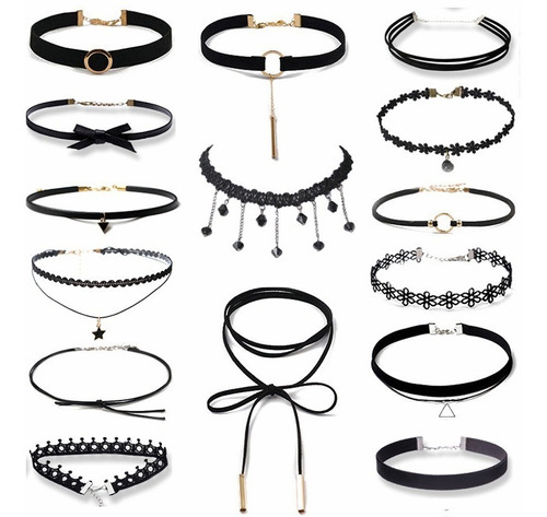 15 Gargantilla Choker Necklaces Black Lace,accesorios Collar