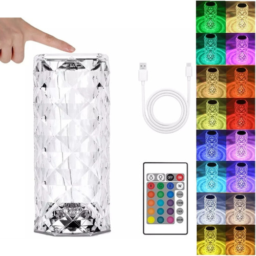 Lampara 3d Buro Mesa Cristal Táctil Led Multicolor C/control