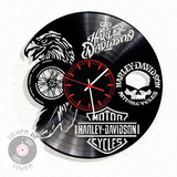 Reloj De Pared Elaborado En Disco Lp Harley Davidson Ref.02