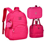 Kit Mochila Lancheira E Estojo Rebecca Bonbon Rosa Rb24042