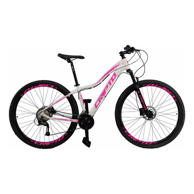 Bicicleta Aro 29 Cripto 24 Marchas Freio Disco E Suspensão Cor Branco/rosa Tamanho Do Quadro 17