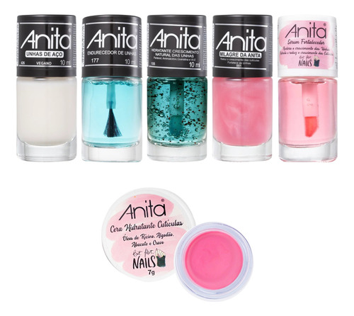 Kit Tratamento Anita 5 Esmaltes + 1 Cera Hidratante Cuticula