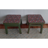 Banco Taburete Silla De Pino Decorado Decoupage X 2 Unidades