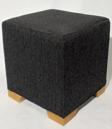 Puff Cubo Banquito 40x40 Chenille Antidesgarro Patas Madera 