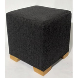 Puff Cubo Banquito 40x40 Chenille Antidesgarro Patas Madera 