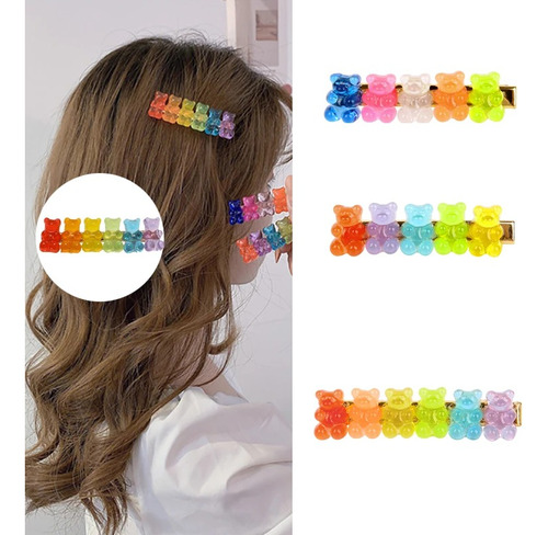 Pasadores Broche Cabello Panditas Ositos De Goma Kawaii