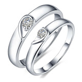 2 Anillos Promesa Plata 925 Fina Corazon Parejas Compromiso