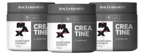 Combo 3x Creatina Pura 100g Pote - Kit Atacado Max Titanium