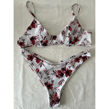 Bikini Blanca Con Estampa. Talle 2. Zaful