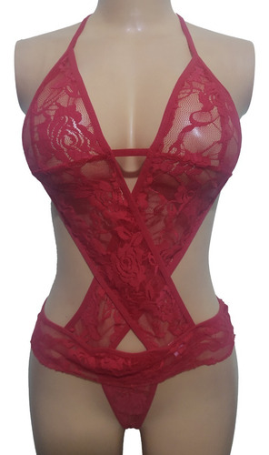 Lenceria Roja De Encaje Tipo Body Sexy R1182