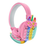 Fone Bluetooth Infantil Menina Unicórnio Rosa Pop It