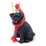 Pug Tiny Miniature One Christmas Ornament Black Delight...