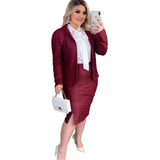 Conjunto Blazer E Saia Feminina Com Elastano Moda Evangelica