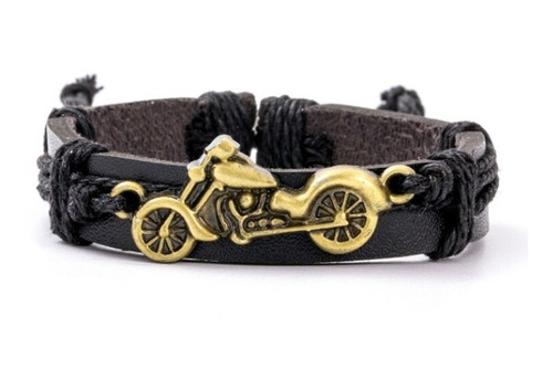 Pulsera Brazalete De Cuero Moto De Hombre Y Mujer Elegante 