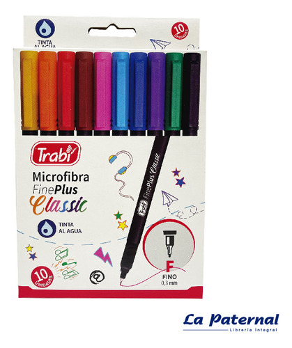 Microfibras Fineplus 0,3 Mm Trabi X 10 Colores Pastel