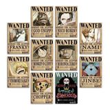 Kit 10 Quadros One Piece Poster Wanted Mdf 20x30 3mm