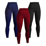 Set Leggins 3pcs Pretina Alta Unitalla Mallon Licra Afelpada