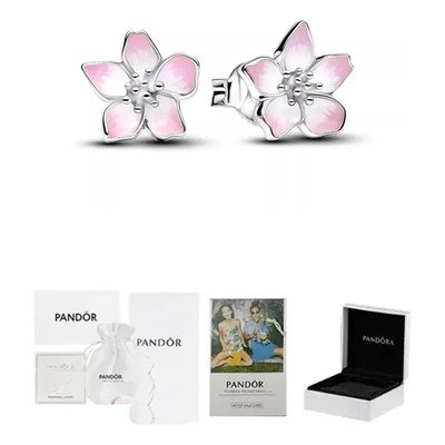 Pando Pendientes Loto Rosa Joyería De Plata Original