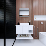 Conjunto Gabinete Banheiro Hebrom 80 Branco C/cuba + Espelho